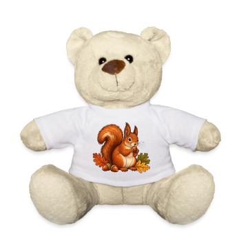 Eichhörnchen mit Haselnuss - Teddy - Weiß - Vorne
