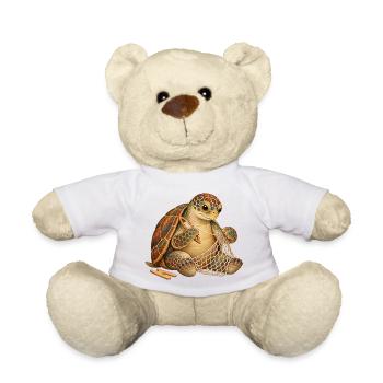 Schildkröte flickt ein Fischernetz - Teddy - Weiß - Vorne