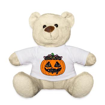 Katzen in einem Halloween-Kürbis - Teddy - Weiß - Vorne