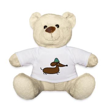 Teckel drôle avec chapeau - Nounours - blanc - Devant