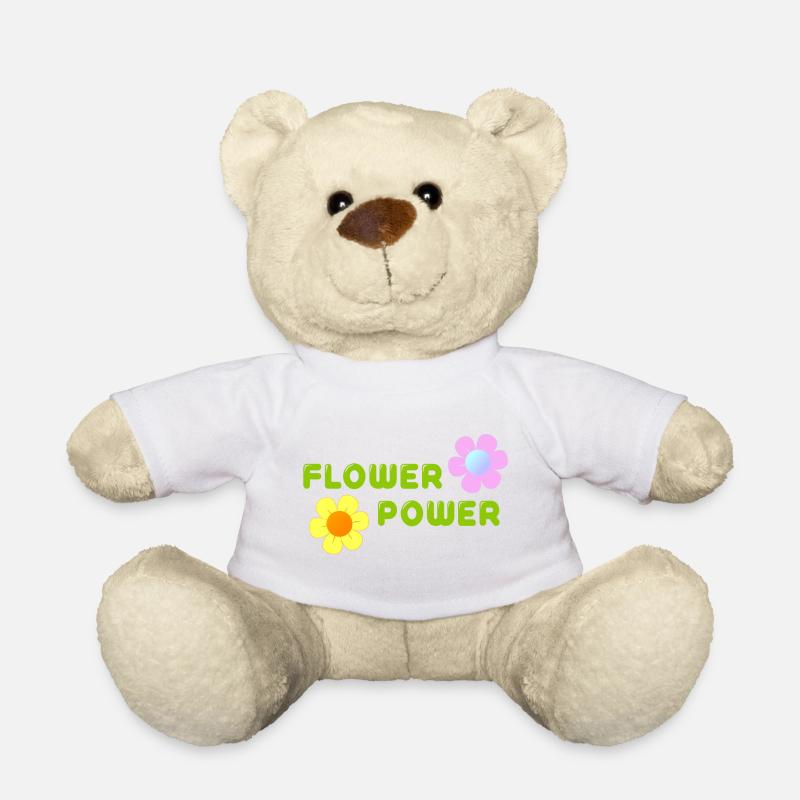 FLOWER POWER - Teddy Bear - white