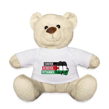 Poing_drapeau palestine_exister résister retourner - Nounours - blanc - Devant