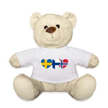 Suède Finlande Norvège Drapeau Cœur - Nounours - blanc - Devant