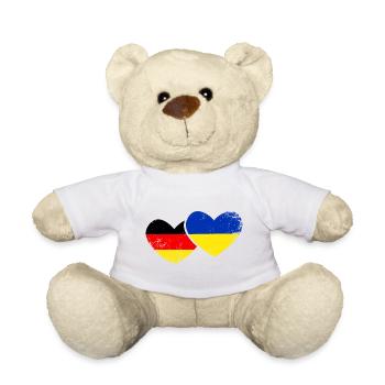 Ich Liebe Ukraine Deutschland Fahne Flagge Herz - Teddy - Weiß - Vorne