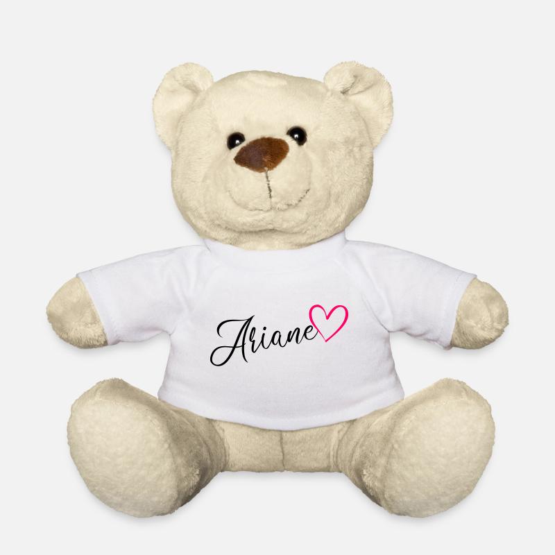 Ariane Nom Prénom Coeur rose - Nounours - blanc
