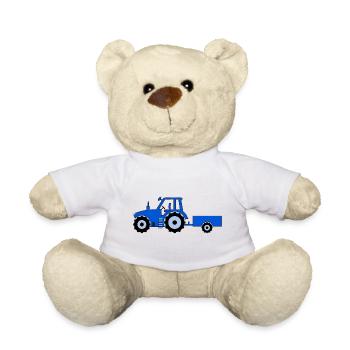 Traktor mit Anhänger blau - Teddy - Weiß - Vorne