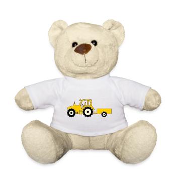 Traktor mit Anhänger gelb - Teddy - Weiß - Vorne