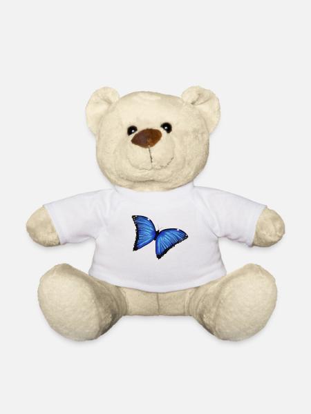 Blaue Schmetterlingsliebe - Teddy - Weiß
