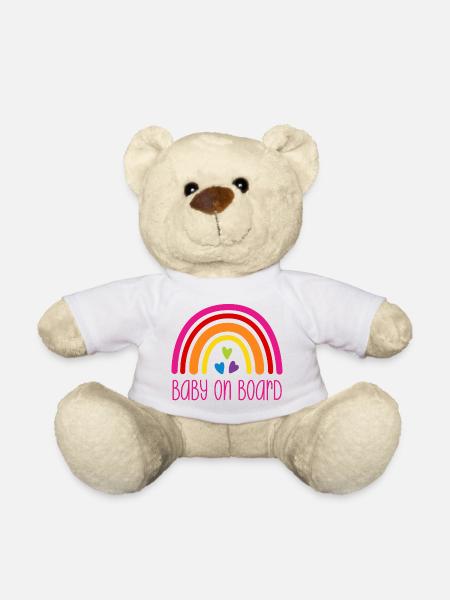 Boho rainbow coloré - Bébé à bord - Nounours - blanc