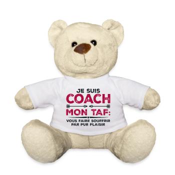 Je suis coach, Humour cadeau sportif coach - Nounours - blanc - Devant