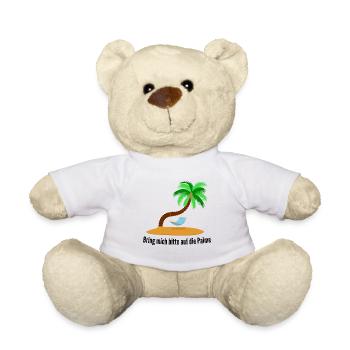 Please take me to the palm tree, desert island - Teddy Bear - white - Front