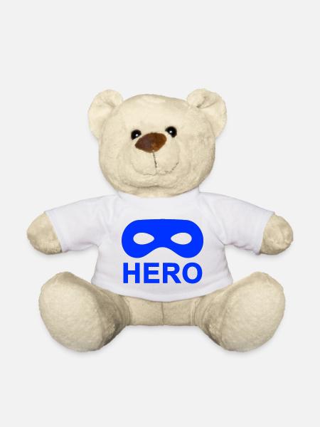 Blue Hero Mask. - Teddy Bear - white