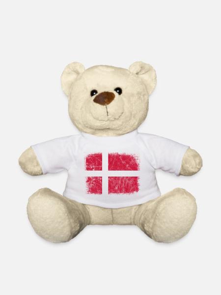 Denmark Danish Flag Dannebrog Scandinavia - Teddy Bear - white