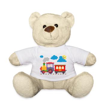 Small locomotive with baby | Small train driver - Teddy Bear - white - Front