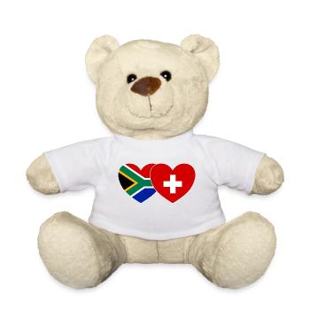 South Africa Switzerland Flag Heart - Teddy Bear - white - Front