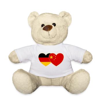 Allemagne Chine Drapeau Cœur - Nounours - blanc - Devant