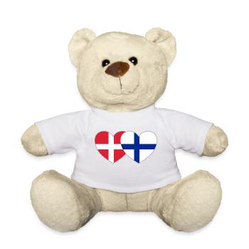 Danemark Finlande Flag Heart - Nounours - blanc - Devant