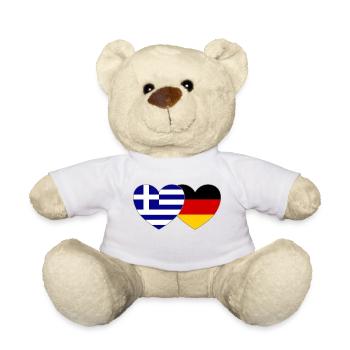 Grèce Allemagne Drapeau Cœur - Nounours - blanc - Devant