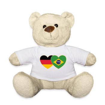 Brésil Allemagne Flag Heart - Nounours - blanc - Devant