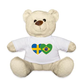 Suède Brésil Drapeau Cœur - Nounours - blanc - Devant