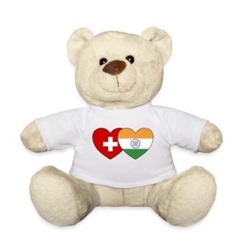 Suisse Inde Drapeau Coeur - Nounours - blanc - Devant