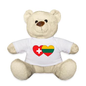 Suisse Lituanie Drapeau Cœur - Nounours - blanc - Devant