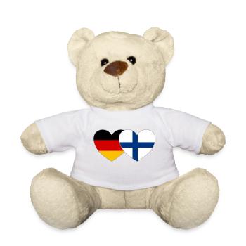 Allemagne Finlande Drapeau Cœur - Nounours - blanc - Devant