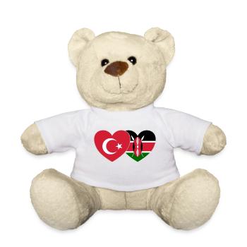 Türkei Kenia Flagge Herz - Teddy - Weiß - Vorne
