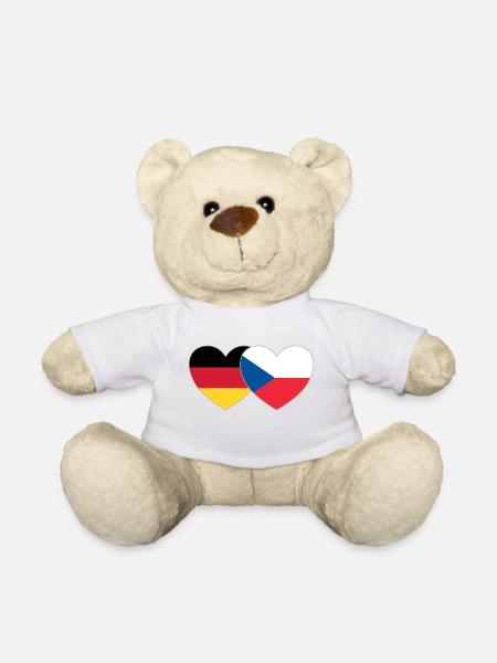 Deutschland Tschechien Flagge Herz - Teddy - Weiß