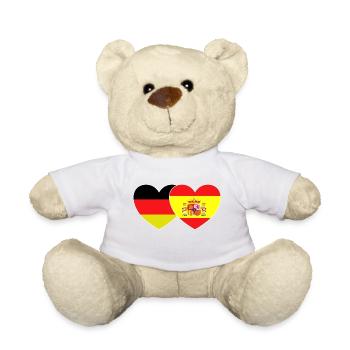 Allemagne Espagne Drapeau Cœur - Nounours - blanc - Devant
