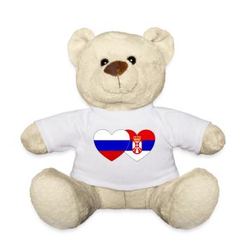 Russland Serbien Flagge Herz - Teddy - Weiß - Vorne