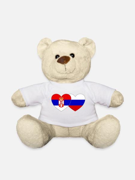 Serbien Russland Flagge Herz - Teddy - Weiß