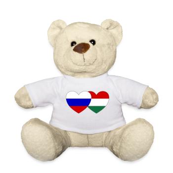 Russia Hungary Flag Heart - Teddy Bear - white - Front
