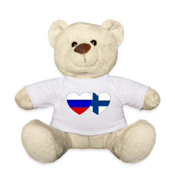 Russie Finlande Drapeau Cœur - Nounours - blanc - Devant