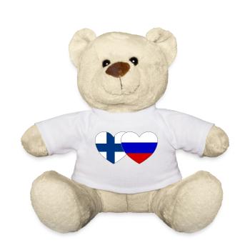 Finlande Russie Drapeau Cœur - Nounours - blanc - Devant