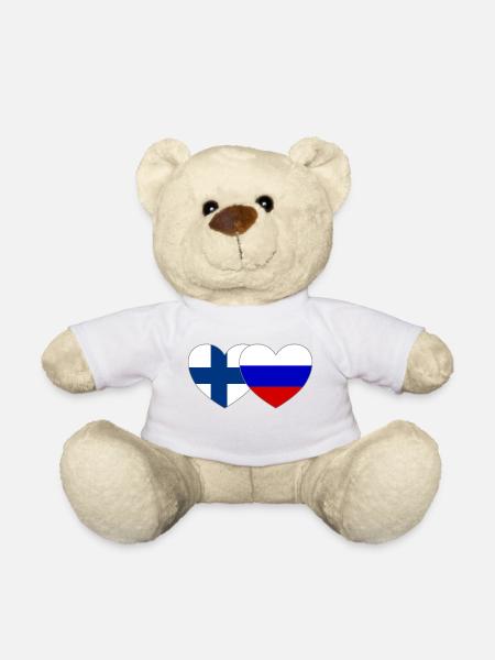 Finnland Russland Flagge Herz - Teddy - Weiß