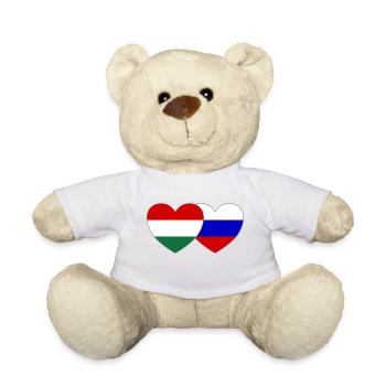 Hongrie Russie Drapeau Cœur - Nounours - blanc - Devant