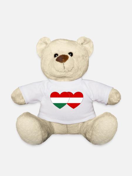 Ungarn Österreich Flagge Herz - Teddy - Weiß