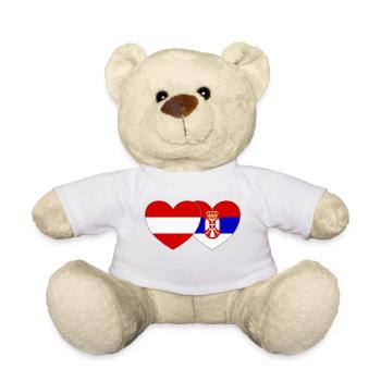 Autriche Serbie Drapeau Cœur - Nounours - blanc - Devant