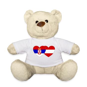 Serbie Autriche Drapeau Cœur - Nounours - blanc - Devant