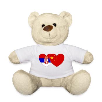 Serbie Chine Drapeau Cœur - Nounours - blanc - Devant