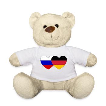 Russland Deutschland Flagge Herz - Teddy - Weiß - Vorne
