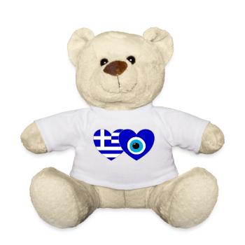 Griechenland Glück Flagge Herz - Teddy - Weiß - Vorne