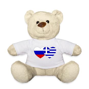 Russie Grèce Flag Coeur - Nounours - blanc - Devant