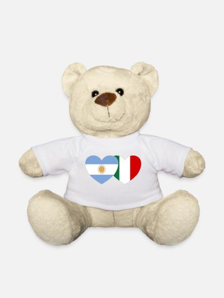 Argentine Italie Drapeau Cœur - Nounours - blanc