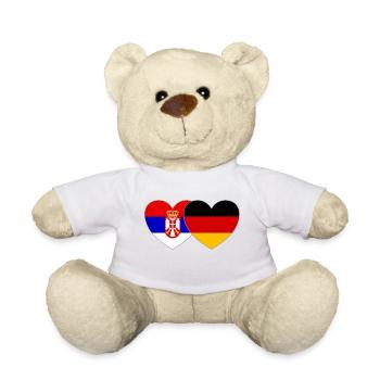 Serbie Allemagne Drapeau Cœur - Nounours - blanc - Devant