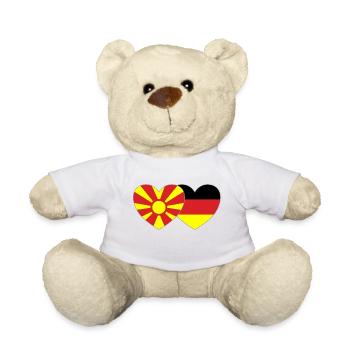 Mazedonien Deutschland Flagge Herz - Teddy - Weiß - Vorne