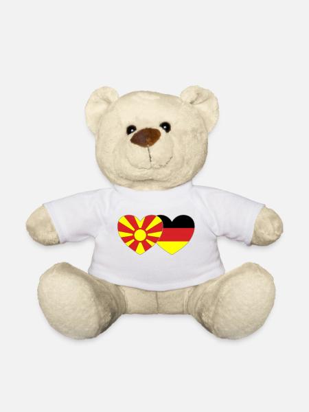 Mazedonien Deutschland Flagge Herz - Teddy - Weiß