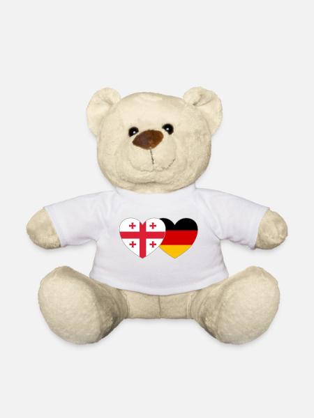 Georgien Deutschland Flagge Herz - Teddy - Weiß