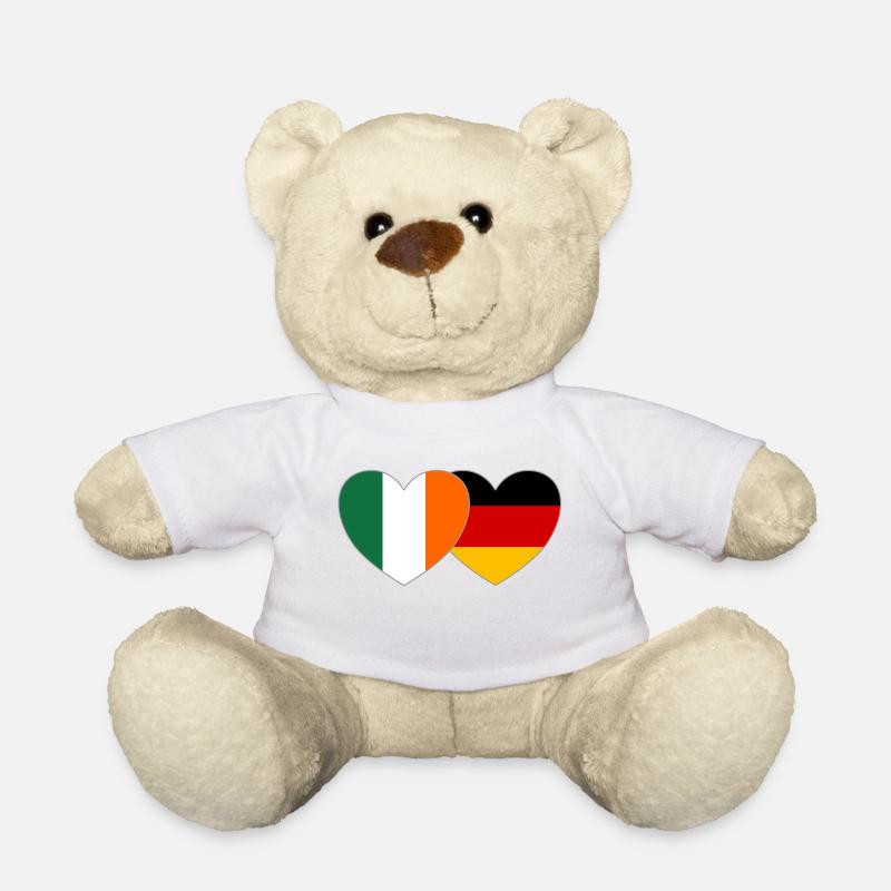 Ireland Germany Flag Heart - Teddy Bear - white